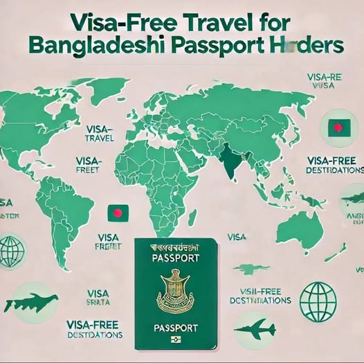 Countries where Bangladeshi passport holders can travel without a visa or with a visa-on-arrival (total 42 countries).